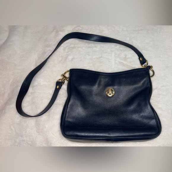 pourchet Handbags - Vintage Pourchet Paris Navy Leather Shoulder Bag